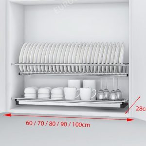 Kệ giá tủ chén bát đĩa dĩa cố định tủ bếp trên hệ dạng chữ V  2 tầng Fulco 304 (Kệ chiếc lá) 700/800/900
