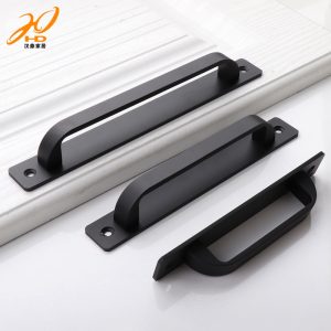 tay nắm cửa/ tủ/ thoạ ngăn kéo bắt vít 2 đầu chất liệu hợp kim nhôm sơn tĩnh điện đen mờ bắt vít trực tiếp/ tay nắm không khoan