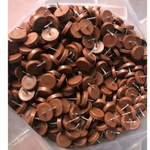 Đế Chân đinh nhựa loại dẹt đầu dù màu trắng/đen/nâu - đóng chân ghế/ kê tủ nội thất chân tủ, bàn, ghế, đồ mộc/gỗ nội thất (chống trầy/chống trượt) kê cao thông thoáng khí - chân đinh cao 3 ly và 10 ly (1F phân)